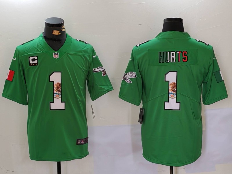 Men Philadelphia Eagles 1 Jalen Hurts Green 2024 Nike Vapor Limited NFL Jersey style 1